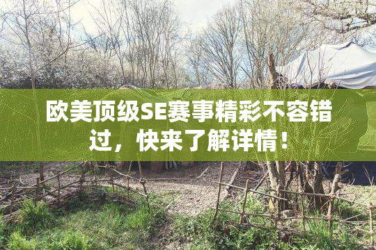 欧美顶级SE赛事精彩不容错过，快来了解详情！