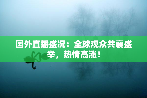 国外直播盛况：全球观众共襄盛举，热情高涨！