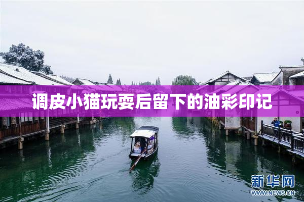 调皮小猫玩耍后留下的油彩印记