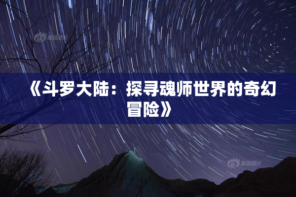 《斗罗大陆：探寻魂师世界的奇幻冒险》