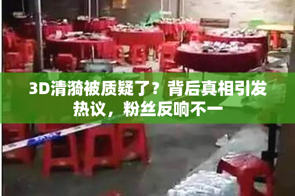 3D清漪被质疑了？背后真相引发热议，粉丝反响不一
