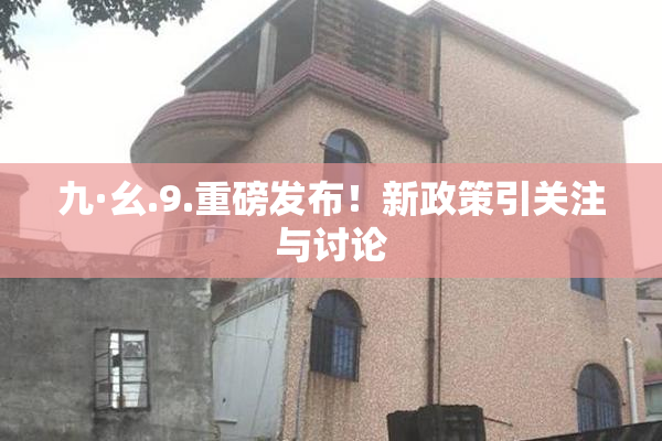 九·幺.9.重磅发布！新政策引关注与讨论