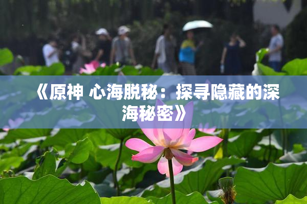 《原神 心海脱秘：探寻隐藏的深海秘密》