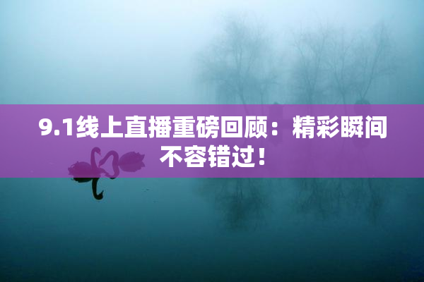 9.1线上直播重磅回顾：精彩瞬间不容错过！