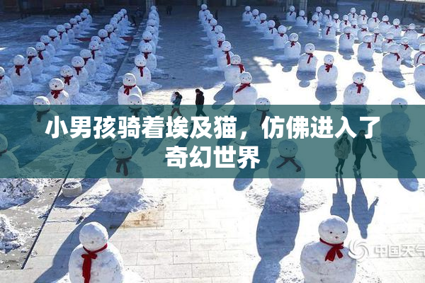 小男孩骑着埃及猫，仿佛进入了奇幻世界