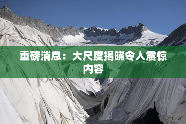 重磅消息：大尺度揭晓令人震惊内容