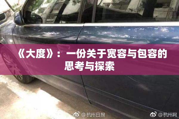 《大度》：一份关于宽容与包容的思考与探索