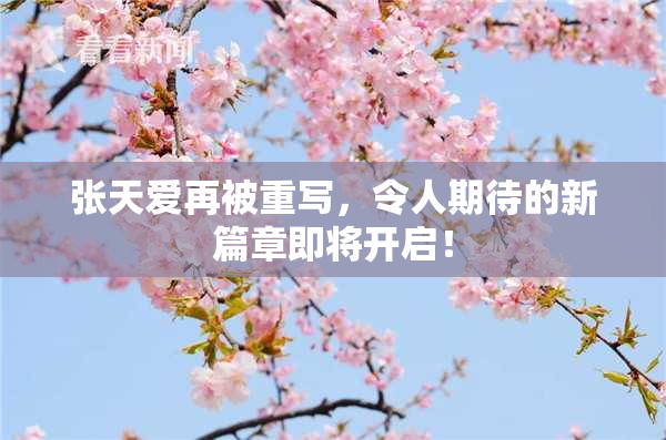 张天爱再被重写，令人期待的新篇章即将开启！