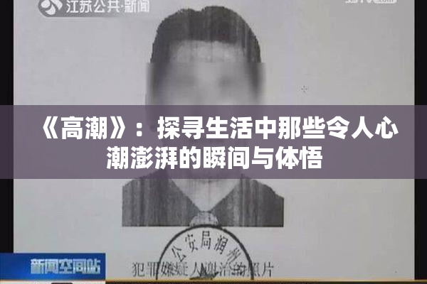 《高潮》：探寻生活中那些令人心潮澎湃的瞬间与体悟