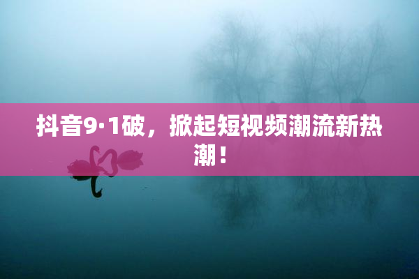 抖音9·1破，掀起短视频潮流新热潮！