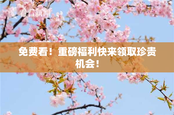 免费看！重磅福利快来领取珍贵机会！